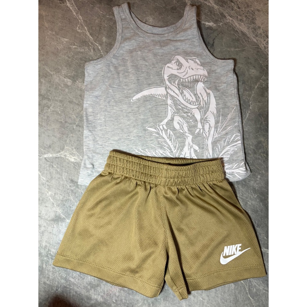 Kids Tank and Shorts Set 12M Grey Olive Nike - Picture 1 of 3